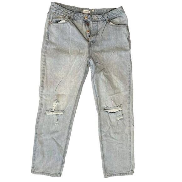 a loves a Womens Distressed Jeans Light Wash Button Fly Ripped Denim Pants SZ 31 - Picture 4 of 7